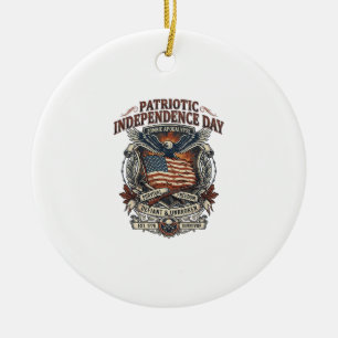 Ornamento De Cerâmica Bandeira Patriótica de Ferrugem Sobrevivente Apoca