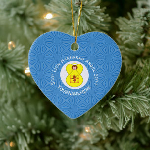 Ornamento De Cerâmica Bandeira Personalizada do Hanukkah com Leão Rampan