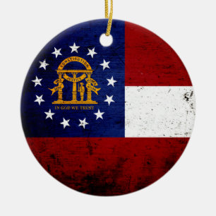 Ornamento De Cerâmica Bandeira preta do estado de Geórgia do Grunge