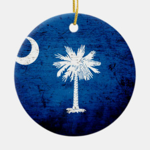Ornamento De Cerâmica Bandeira preta do estado de South Carolina do