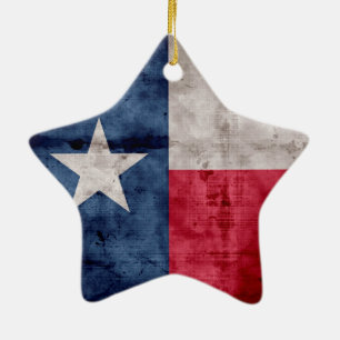 Ornamento De Cerâmica Bandeira resistida do estado de Texas do vintage