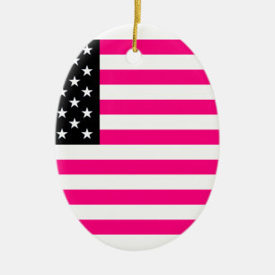 Ornamento De Cerâmica bandeira rosa americana
