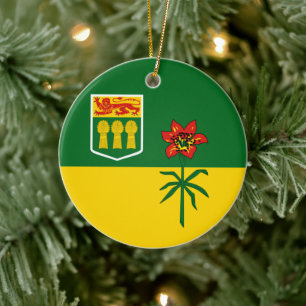 Ornamento De Cerâmica Bandeira Saskatchewan (CANADA)