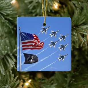 Ornamento De Cerâmica Bandeira Thunderbird Jets EUA MIA/POW