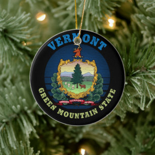 ORNAMENTO DE CERÂMICA BANDEIRA VERMONT GREEN MONTAIN