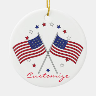 Ornamento De Cerâmica Bandeiras americanas Thunder_Cove patriótico 4o