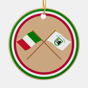 Ornamento De Cerâmica Bandeiras cruzadas Marche de Italia e de Le