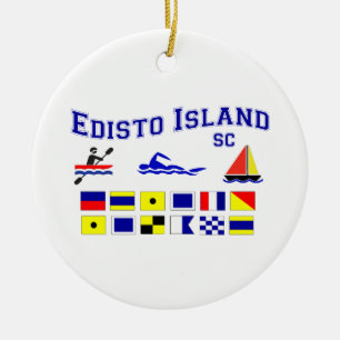 Ornamento De Cerâmica Bandeiras de sinal do SC da ilha de Edisto
