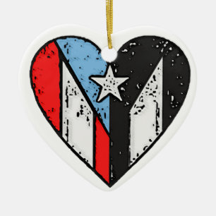 Ornamento De Cerâmica Bandeiras porto-riquenhas Boricua Heart, Porto R