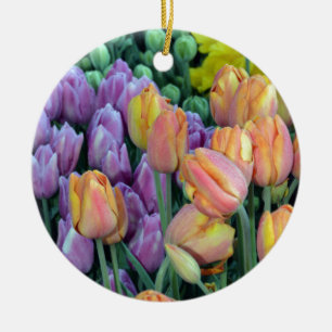 Ornamento De Cerâmica Bando de tulipas coloridas