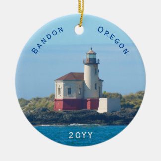 Ornamento De Cerâmica Bandon Lighthouse Oregon Dated Christmas
