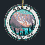 Ornamento De Cerâmica Banff National Park Moraine Lake Vintage<br><div class="desc">Banff National Park vetor trabalho de arte design. O parque é o primeiro parque nacional do Canadá e faz parte dos Parques de Montanha Rochosa do Canadá,  Patrimônio Mundial da UNESCO.</div>