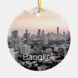 Ornamento De Cerâmica Bangkok Skyline Sunset Panorama BKK Tailândia