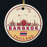 Ornamento De Cerâmica Bangkok Tailândia Cidade do Skyline Emblem<br><div class="desc">Design de arte colorida de Bangkok,  apresentando monumentos e marcos da cidade na Tailândia.</div>