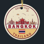 Ornamento De Cerâmica Bangkok Tailândia Cidade do Skyline Emblem<br><div class="desc">Design de arte colorida de Bangkok,  apresentando monumentos e marcos da cidade na Tailândia.</div>