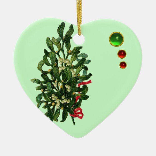 ORNAMENTO DE CERÂMICA BANJO DO NATAL COM VISCOS E BAGAS DO AZEVINHO (Frente)