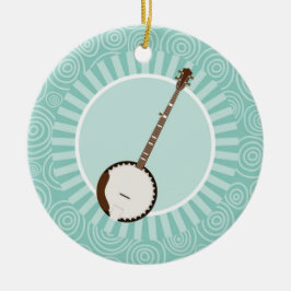 Ornamento De Cerâmica Banjo Fun Turquoise Swirl Music