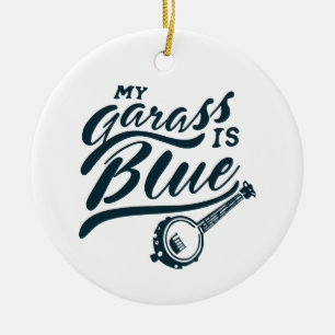 Ornamento De Cerâmica Banjo Meu Vidro é Azul