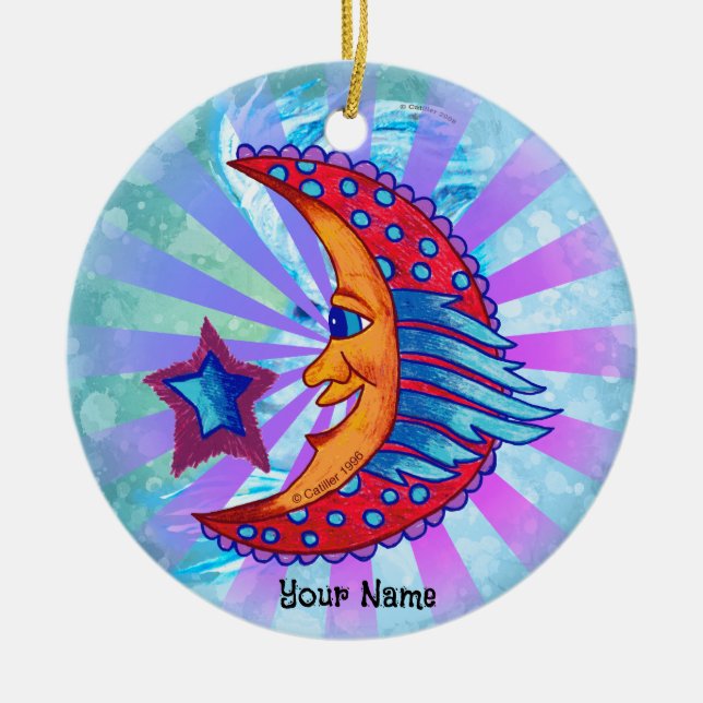 Ornamento De Cerâmica Banner Moon (Frente)