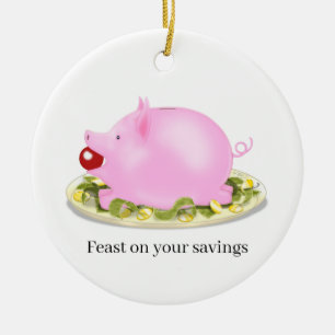 Ornamento De Cerâmica "Banquete na poupança" personalizado do banco de b