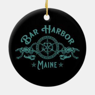 ORNAMENTO DE CERÂMICA BAR HARBOR MAINE KEEPSAKE SOUVENIR HOLIDAY