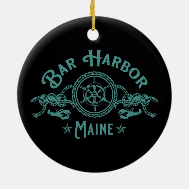ORNAMENTO DE CERÂMICA BAR HARBOR MAINE KEEPSAKE SOUVENIR HOLIDAY (Traseira)
