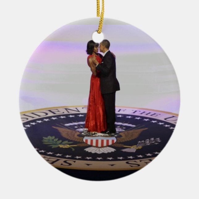 Ornamento De Cerâmica Barack e Michelle Obama (Frente)