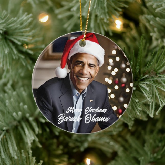 Ornamento De Cerâmica Barack Obama no Natal (Árvore)