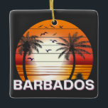 Ornamento De Cerâmica Barbados Vintage Palm Trees Summer Beach<br><div class="desc">Incrível design de Barbados Vintage para amantes de praia no verão.</div>