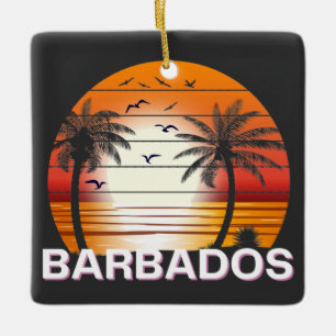 Ornamento De Cerâmica Barbados Vintage Palm Trees Summer Beach