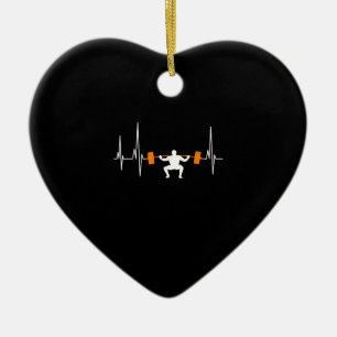 Ornamento De Cerâmica Barbell Weighthing Heartbeat Bodybuilding