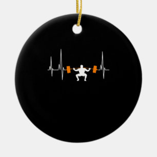Ornamento De Cerâmica Barbell Weighthing Heartbeat Bodybuilding