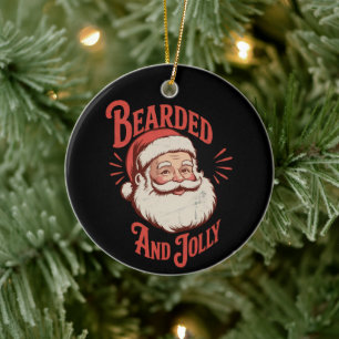 Ornamento De Cerâmica Barbudo e Alegre Barba de Natal Divertido Retro 