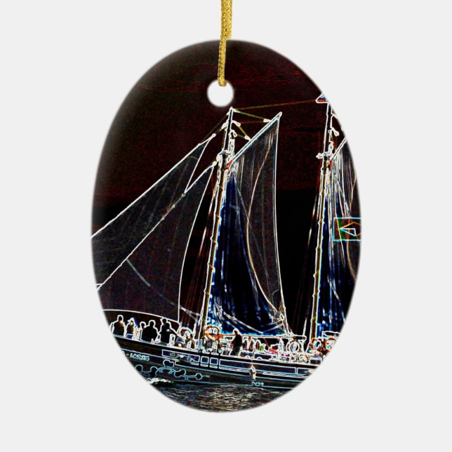 Ornamento De Cerâmica Barco à Vela- Fotografia Abstrata (Frente)