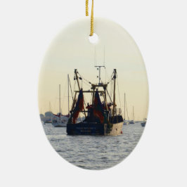 Ornamento De Cerâmica Barco de Pesca Paz e Abundância ao Amanhecer