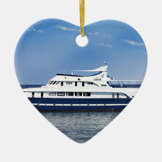 Ornamento De Cerâmica barco no mar (Frente)