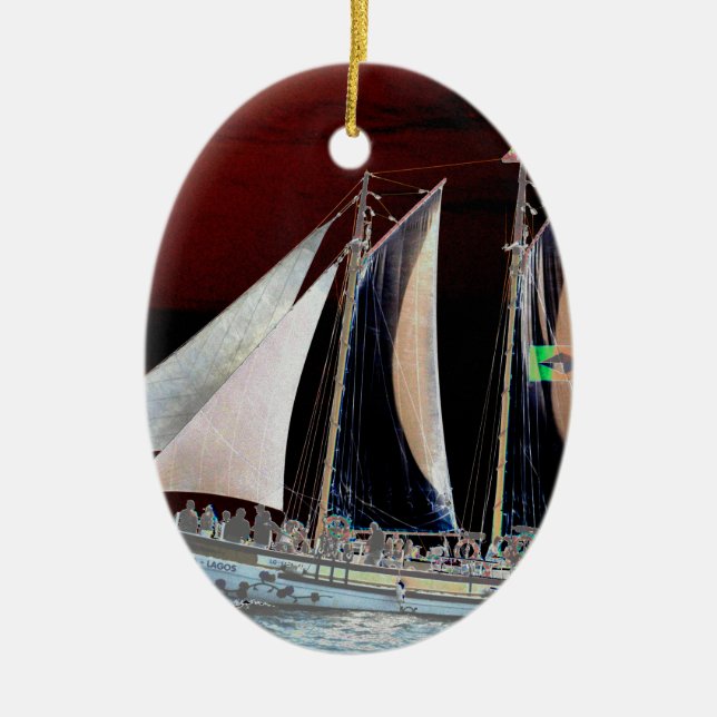 Ornamento De Cerâmica Barcos à Vela (Frente)