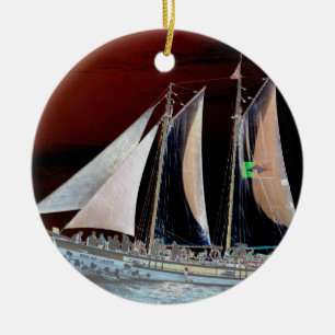 Ornamento De Cerâmica Barcos à Vela