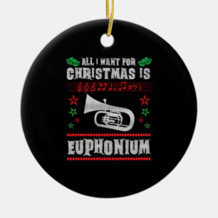 Ornamento De Cerâmica Baritone Euphonium Ugly Christmas Sweater Style