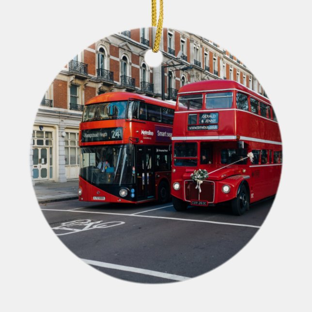 Ornamento De Cerâmica Barramento Red Double Decker (Frente)