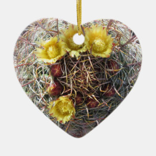 Ornamento De Cerâmica Barrel Cactus Plant Fishhook Amarelo