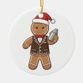 Ornamento De Cerâmica Barrista de Pão de Mel Natal 2026 Café de Férias