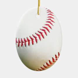 Ornamento De Cerâmica Baseball Branco com Costura Vermelha