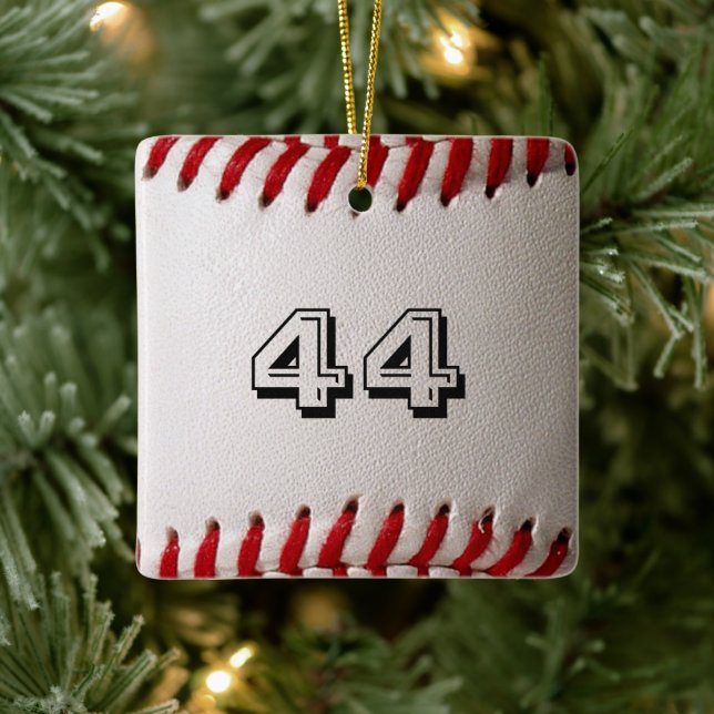 Ornamento De Cerâmica Baseball com número personalizável (Árvore)