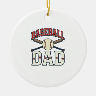 Ornamento De Cerâmica Baseball Dad Vintage Engraving Shirt Design_1
