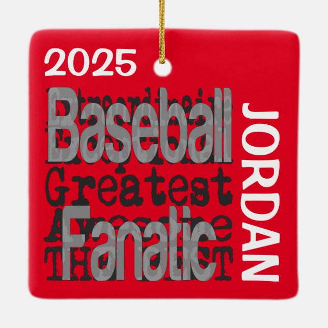 Ornamento De Cerâmica Baseball Fanatic Extraordinaire PERSONALIZADO (Verso)
