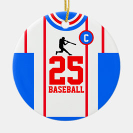 Ornamento De Cerâmica Baseball Jersey Blue Red Ornament