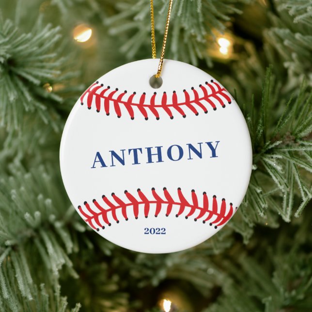 Ornamento De Cerâmica Baseball Personalizado Natal (Árvore)