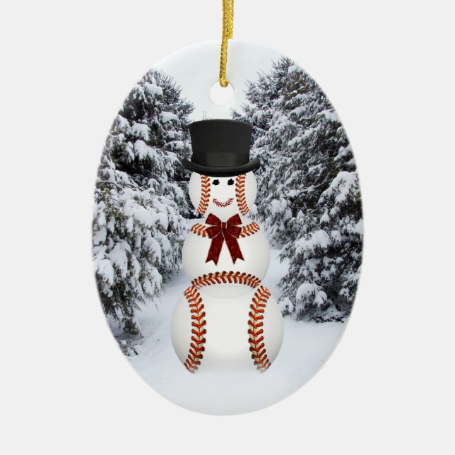 Ornamento De Cerâmica Baseball Snowman (Frente)