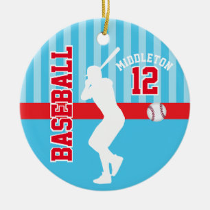 Ornamento De Cerâmica Baseball Sport - Baby Blue e Red